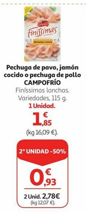 Alcampo Pechuga de pavo campofrío oferta