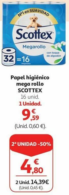 Alcampo Papel higiénico mega rollo scottex oferta
