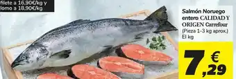 Salmón noruego entero calidad y origen carreofur