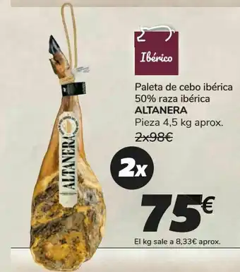 Font Vella Paleta de cebo ibérica 50% raza ibérica altanera oferta