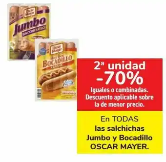 Font Vella En todas las salchichas jumbo y bocadillo oscar mayer oferta