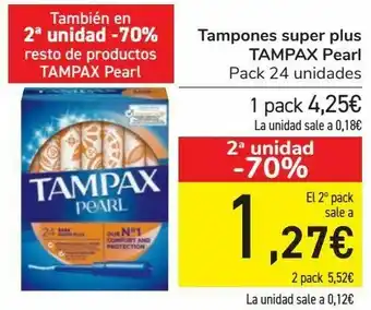 Tampones super plus tampax pearl