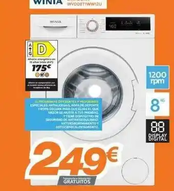 Pascual Martí Winia Lavadora Wvd08tiww12u oferta