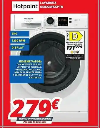 Mi electro Lavadora Ns823wksptn Hotpoint oferta