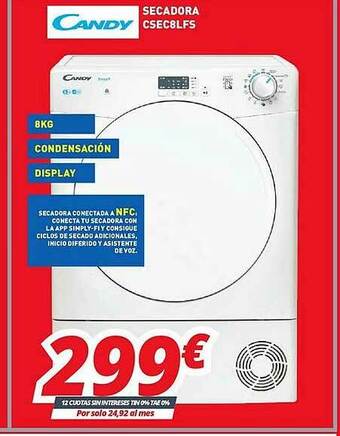 Mi electro Candy Secadora Csec8lfs oferta
