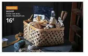 IKEA Insvep Cesta Con Asas Ratán 46x31x27 Cm oferta