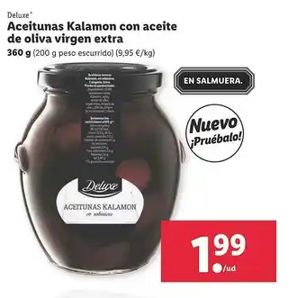 Lidl Deluxe Aceitunas Kalamon Con Aceite De Oliva Virgen Extra oferta