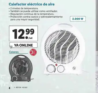 Lidl Calefactor Eléctrico De Aire oferta