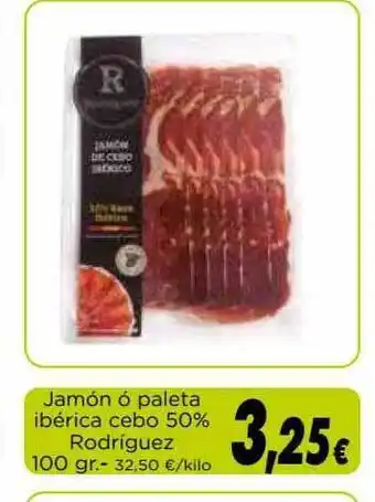 Proxi Jambón ó Paleta Ibérico Cebo 50% Rodriguez 100gr oferta