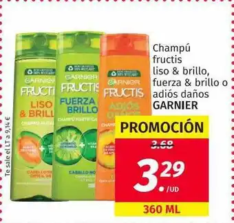 Maskom Supermercados Garnier Champú Fructis Liso & Brillo Fuerza & Brillo O Adiós Daños oferta