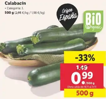Lidl Calabacin 500g oferta