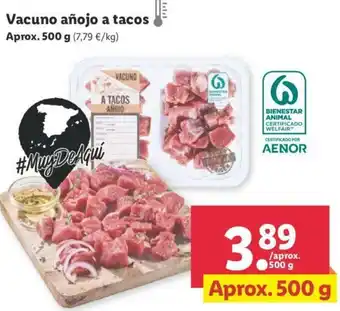 Lidl Vacuno añojo a tacos 500g oferta