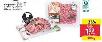 Lidl Burger meat de cerdo y vacuno 500g oferta