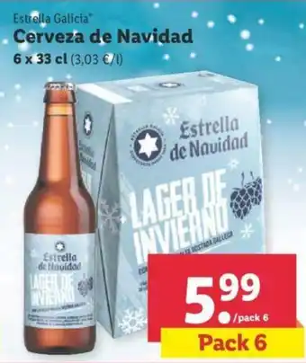 Lidl Estrella Gallicia Cerveza de Navidad 6 x 33cl oferta