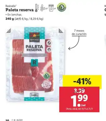 Lidl Paleta reserva 240g oferta