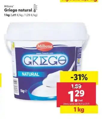 Lidl Griego natural 1kg oferta