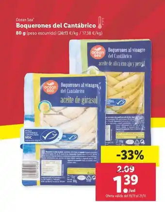 Lidl Boquerones del Cantábrico 80g oferta