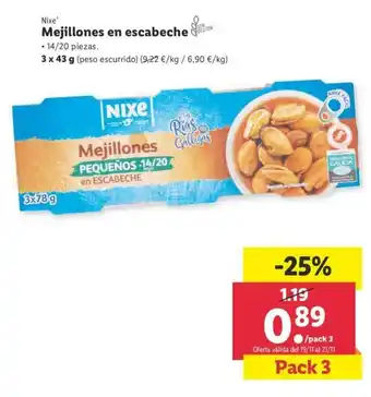 Lidl Mejillones en escabeche 3x43g oferta