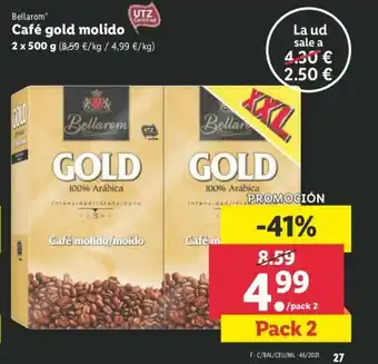 Lidl Bellarom Café gold molido 2x500g oferta