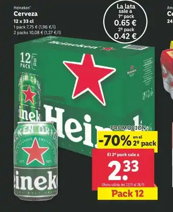 Lidl Heineken Cerveza 12x33cl oferta