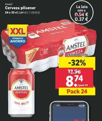 Lidl Amstel Cerveza pilsener 24x33cl oferta