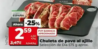 Dia Chuletas de pavo al ajillo dia oferta