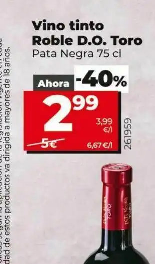 Dia Vino tinto roble d.o toropata negra oferta