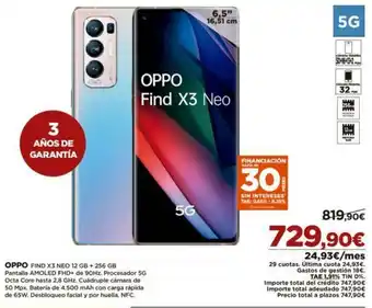 El Corte Inglés OPPO FIND X3 NEO 12 GB + 256 GB oferta