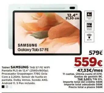 El Corte Inglés Tablet Samsung Tab S7 FE WIFI oferta
