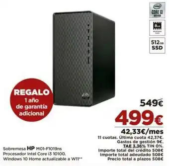 El Corte Inglés Sobremesa HP M01-F1019ns oferta