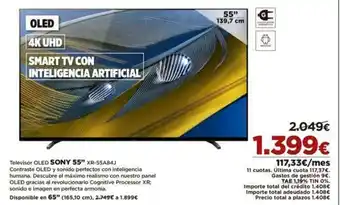 El Corte Inglés Televisor OLED Sony 55" XR-55A84J oferta