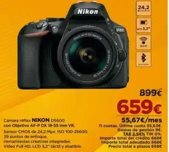 El Corte Inglés Cámara réflex NIKON D5600 oferta