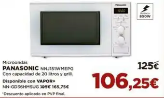 El Corte Inglés Microondas Panasonic NNJ151WMEPG oferta