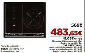 El Corte Inglés Placa de Inducción Teka IZS 65600 MSP oferta