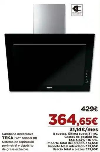 El Corte Inglés Campana Decorativa Teka DVT 68660 BK oferta