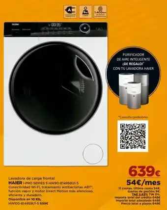 El Corte Inglés Lavadora de Carga Frontal Haier I-Pro Series 5 HW90-B14959U1-S oferta