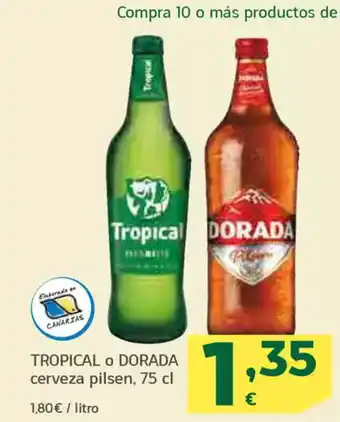 HiperDino TROPICAL O DORADA cerveza pilsen oferta