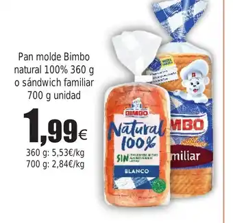 FROIZ Pan molde Bimbo natural 100% oferta