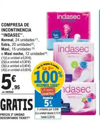 E.Leclerc INDASEC Compresa de incontinencia oferta