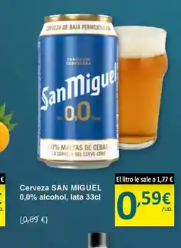SPAR SAN MIGUEL Cerveza 0,0% alcohol lata oferta
