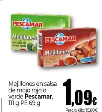 Unide Supermercados PESCAMAR Mejillones en salsa de mojo rojo o verde oferta