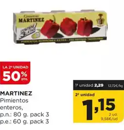Alimerka MARTINEZ Pimientos enteros, oferta