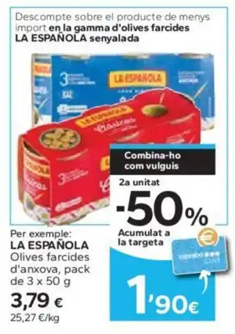 Caprabo LA ESPAÑOLA Olives farcides d'anxova oferta