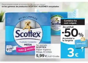 Caprabo SCOTTEX Paper higiènic Mega, 9 rotlles oferta