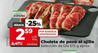 Dia Chuletas de pavo al ajillo oferta