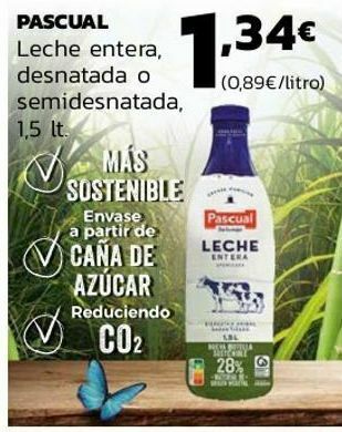 Supermercados Lupa Pascual leche entera, desnatada o semidesnatada oferta