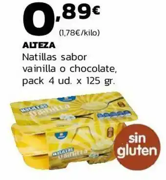 Supermercados Lupa Alteza natillas sabor vainilla o chocolate oferta