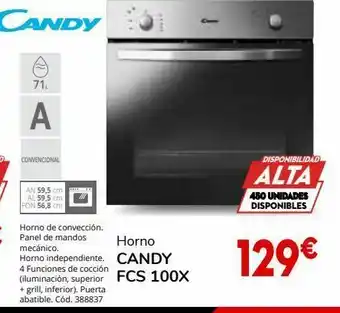 Conforama Horno 71 l candy fcs 100x oferta