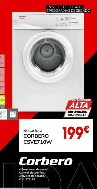 Conforama Secadora corberó csve710 oferta