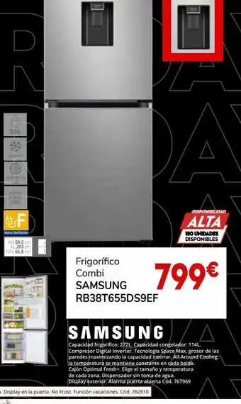 Conforama Frigorifico combi samsung rb38t655ds9/ef oferta